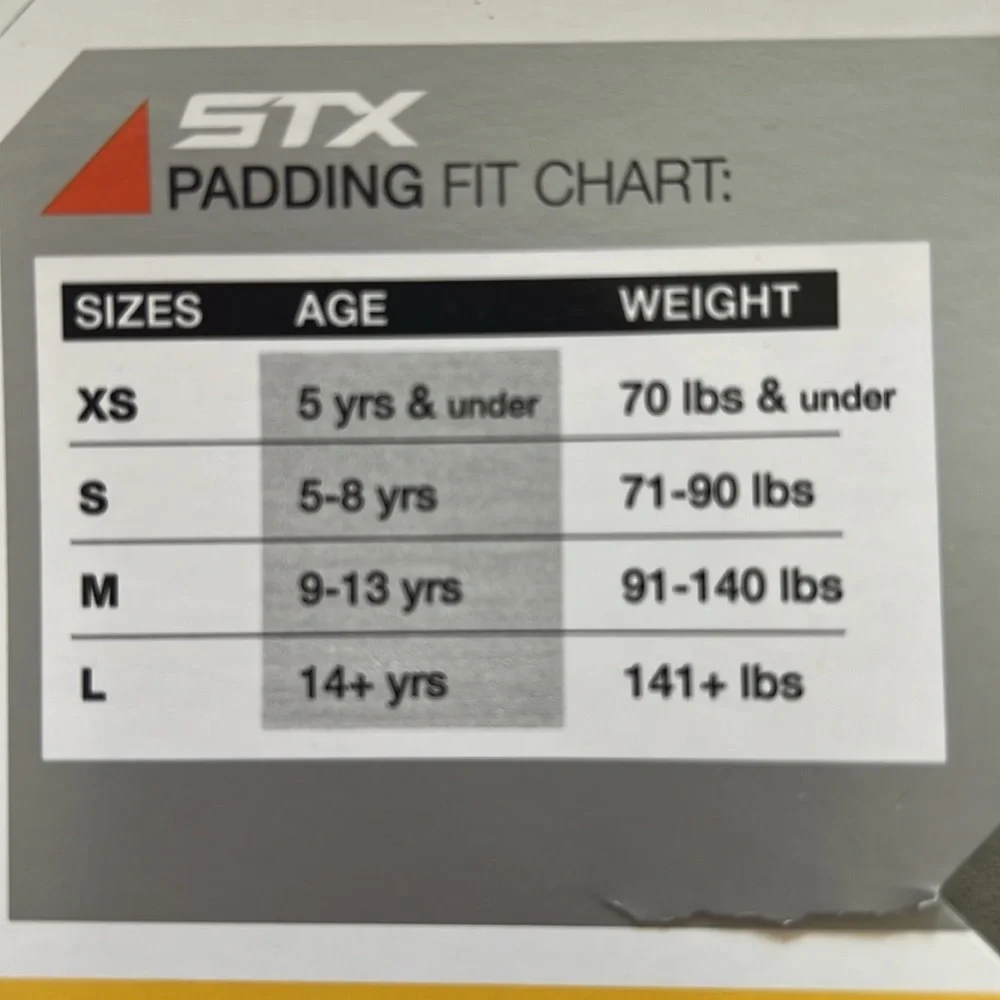 STX Stinger Lacrosse Shoulder Pad Intermediate Beginner in Black Size XXS